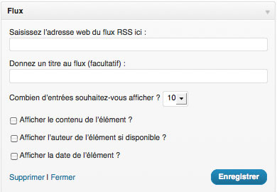 flux rss wordpress remplir les options du widget