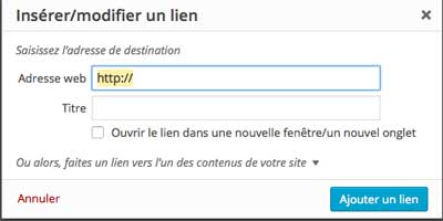 Lien hypertext WordPress