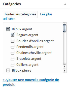 Choisir catégorie produit woocommerce