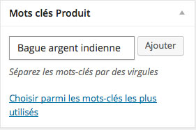 Choisir mots-clés produit Woocommerce