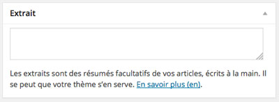 Ajouter article WordPress extrait