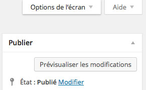 Option écran WordPress