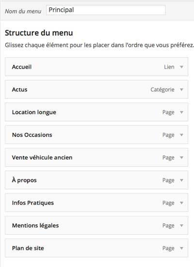Modifier menu WordPress