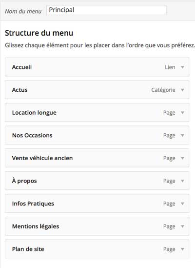Modifier menu WordPress