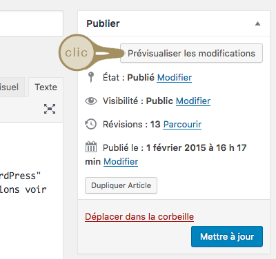 Prévisualiter les modifications d'une page WordPress 