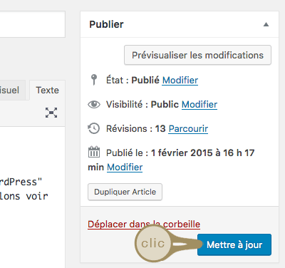 Publier page WordPress modifiée