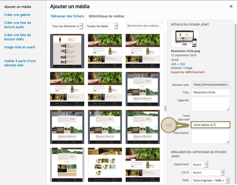 Ajouter balise Alternative WordPress