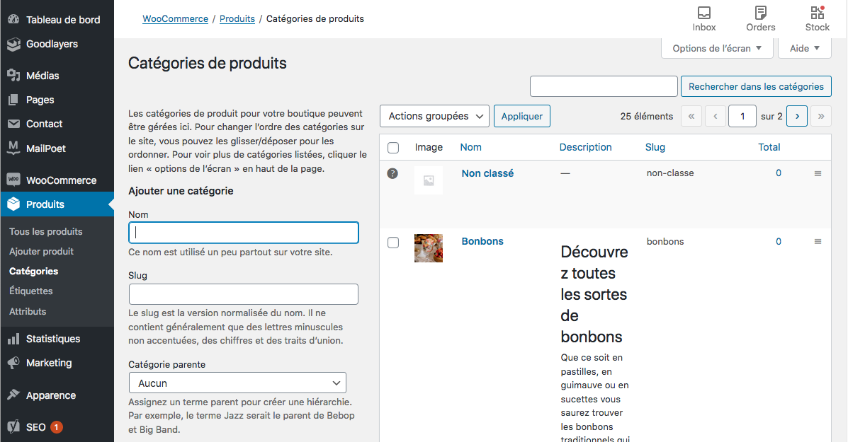 Comment changer le nom d'une sous-catégorie WooCommerce