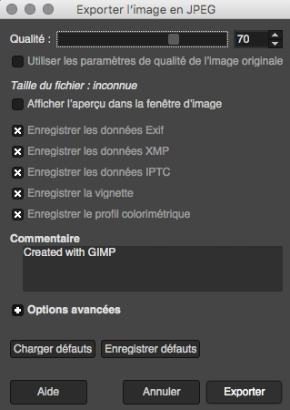 Optimiser poids image gimp